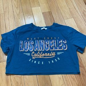 blue/green boxy crop top - size small women’s